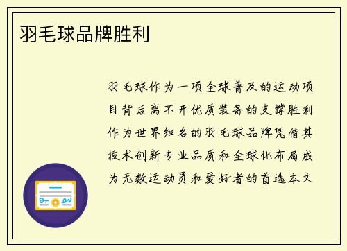 羽毛球品牌胜利