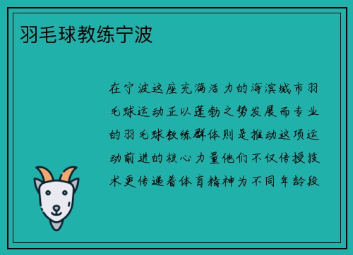 羽毛球教练宁波